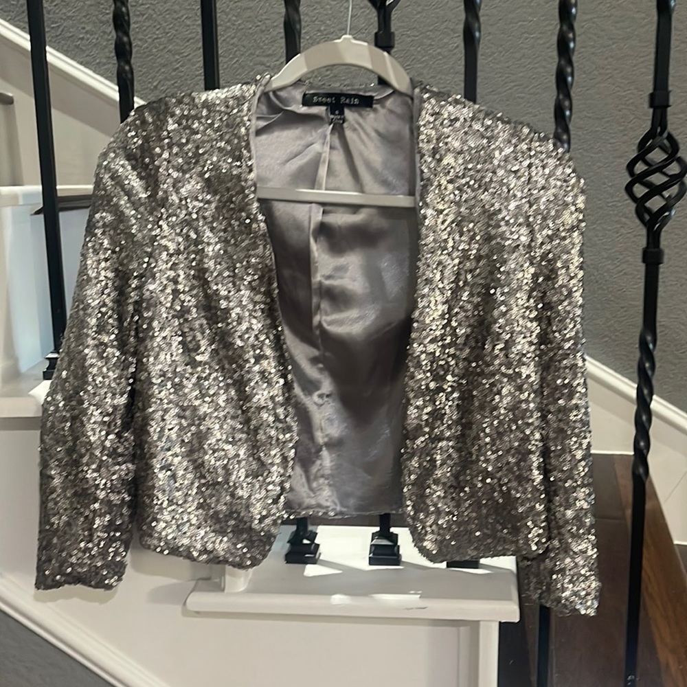 Cropped silver Sequin Blazer - Adult Small
